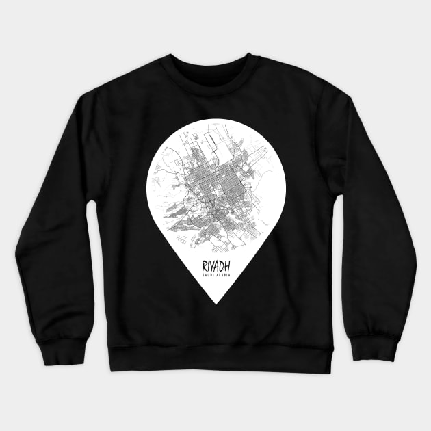 Riyadh, Saudi Arabia City Map - Travel Pin Crewneck Sweatshirt by deMAP Studio